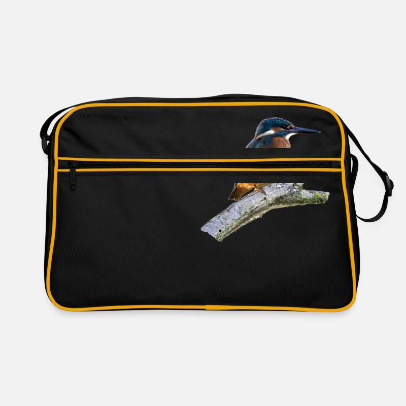 Eisvogel auf einem Ast Retro Tasche