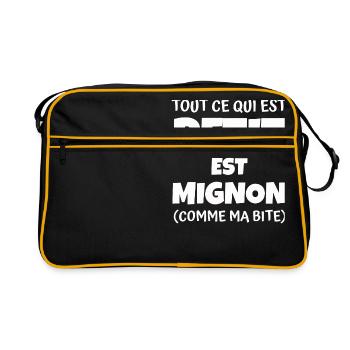 Tout ce qui est petit est mignon comme ma bite - Sac Retro - noir/or - Devant