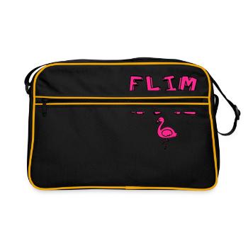Flim Flam Flamingo - Retro Tasche - Schwarz/Gold - Vorne
