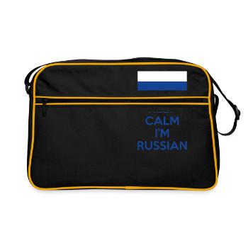 Reste calme, je suis un cadeau de la Russie russe disant - Sac Retro - noir/or - Devant