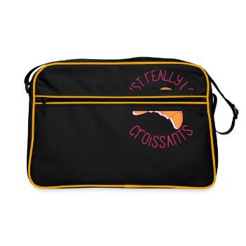 Ich liebe einfach Croissants Gebäckliebhaber - Retro Tasche - Schwarz/Gold - Vorne