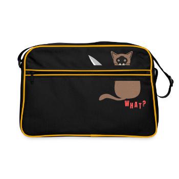 What? Murderous Cat Funny Design for Cat Lovers - Sac Retro - noir/or - Devant