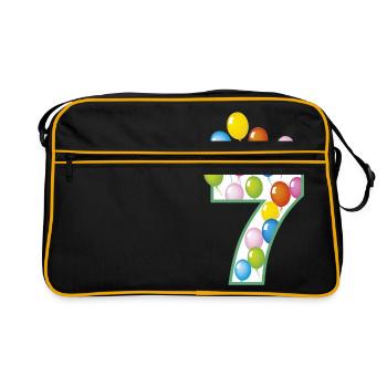 7th birthday t-shirt - Retro Bag - black/gold - Front