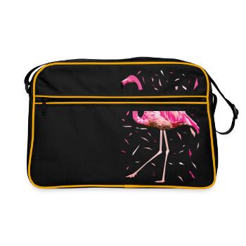 Poly feathers Flamingo pink summer pink bird - Retro Bag - black/gold - Front