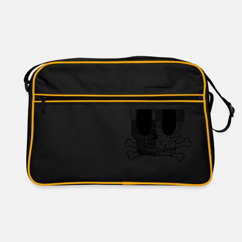Schädel - Retro Tasche - Schwarz/Gold
