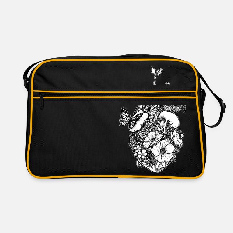 Ans Herz gewachsen - Retro Tasche - Schwarz/Gold