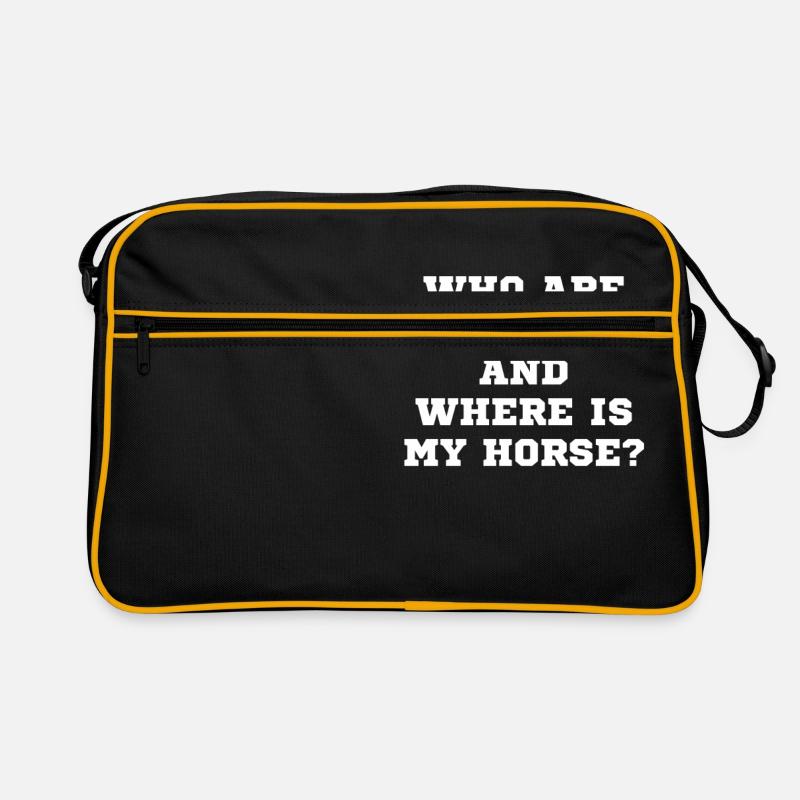 Qui êtes-vous et où est mon cheval - Sac Retro - noir/or