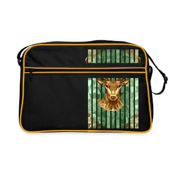 Cerf roi de la forêt - Sac Retro - noir/or - Devant