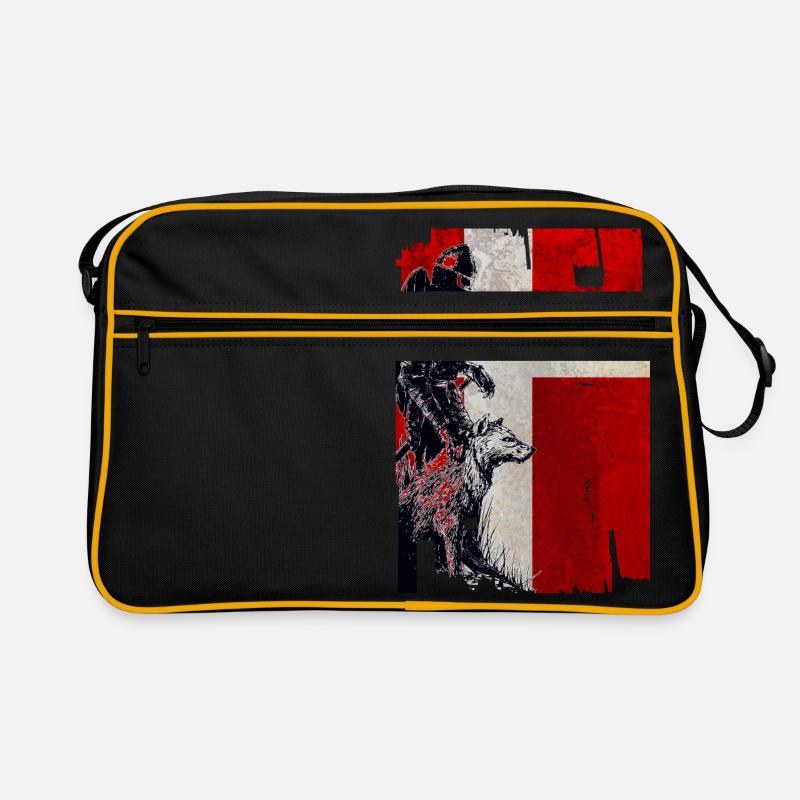 Wikinger Wolf Dänemark - Retro Tasche - Schwarz/Gold