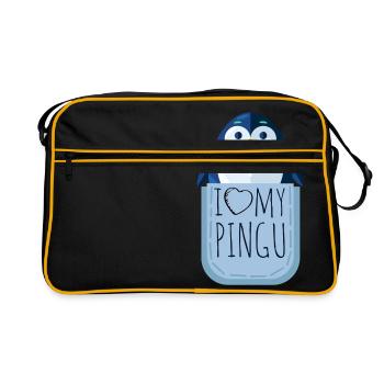 J'adore ma poche poitrine pingu pingu - Sac Retro - noir/or - Devant