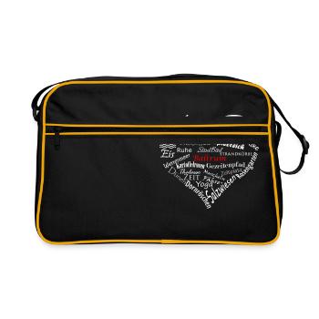 Baltrum Herz - Retro Tasche - Schwarz/Gold - Vorne