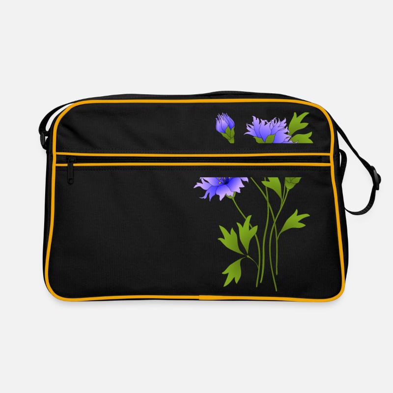 Blaue blumen - Retro Tasche - Schwarz/Gold
