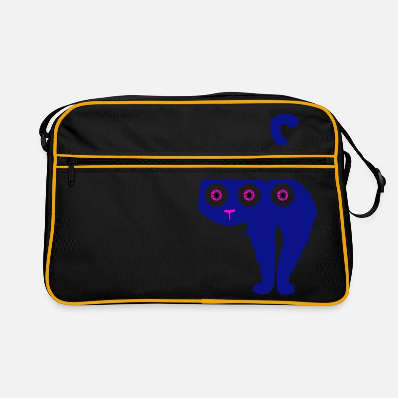 Cat with three eyes blue Retro Bag