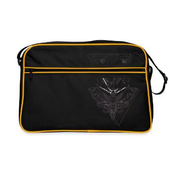 Motte Mond Skull Tattoo -Grafik Shirt - Retro Tasche - Schwarz/Gold - Vorne