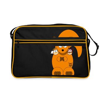 Squirrel with angel nut and devil nut - Retro Bag - black/gold - Front