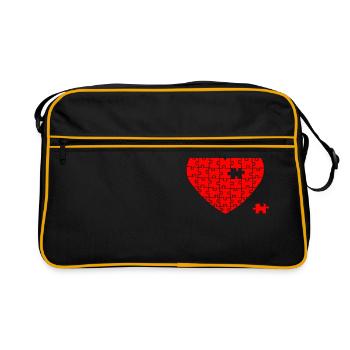 Puzzle coeur avec une pièce de puzzle manquante - Sac Retro - noir/or - Devant
