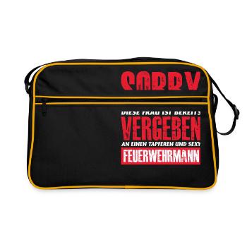 Feuerwehrfrau Feuerwehrmann Feuerwehr Blauchlicht - Retro Tasche - Schwarz/Gold - Vorne