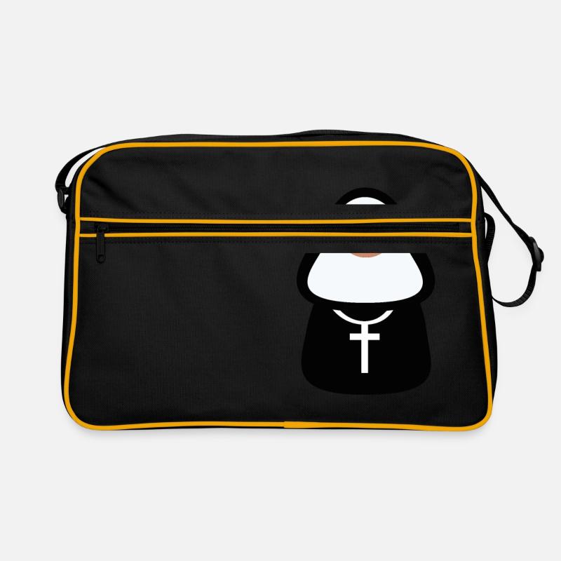 Nonne - Retro Tasche - Schwarz/Gold