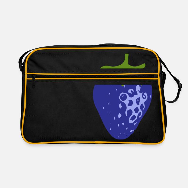 Blaue Erdbeere - Retro Tasche - Schwarz/Gold