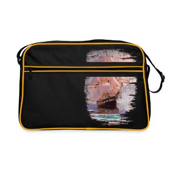 Segelschiff - Retro Tasche - Schwarz/Gold - Vorne