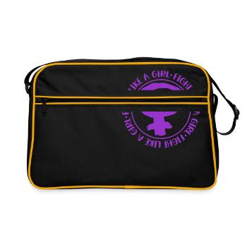 Kämpfe wie ein Mädchen - Retro Tasche - Schwarz/Gold - Vorne