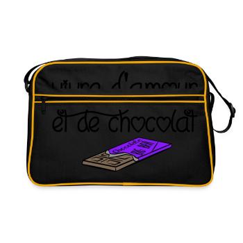 vivre d amour et de chocolat - Sac Retro - noir/or - Devant