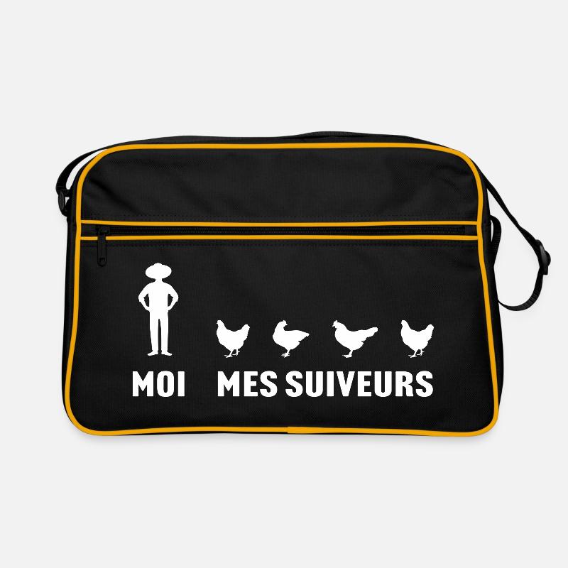 moi et mes suiveurs poules - Sac Retro - noir/or