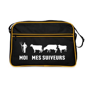 moi et mes suiveurs vaches t-shirt vache - Sac Retro - noir/or - Devant