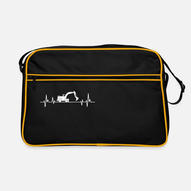 excavator construction site heartbeat excavator Retro Bag