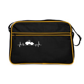 Roller compactor t-shirt construction - construction site - Retro Bag - black/gold - Front