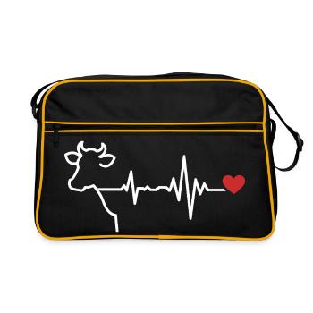 Cow heartbeat line design - Retro Bag - black/gold - Front