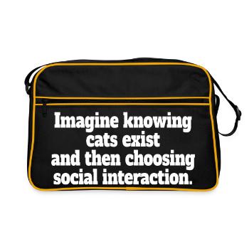 Katze Imagine Knowing Cats Exist Katzenmama Katzen - Retro Tasche - Schwarz/Gold - Vorne