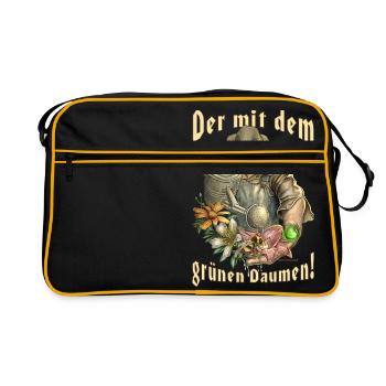 Der mit dem grünen Daumen Gärtner RAHMENLOS - Retro Tasche - Schwarz/Gold - Vorne