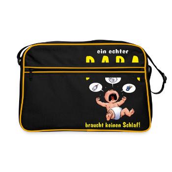CD - ein echter Papa braucht keinen Schlaf - - - Retro Tasche - Schwarz/Gold - Vorne