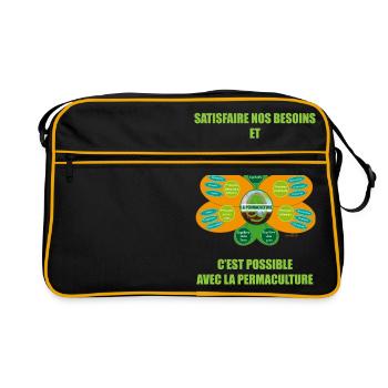Ethiques et principes de la permaculture - Sac Retro - noir/or - Devant