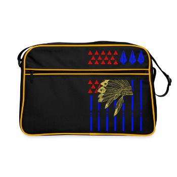 États-Unis amérindien avec le drapeau - Sac Retro - noir/or - Devant