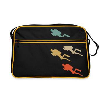 Rétro vintage design plongée plongeur nageur - Sac Retro - noir/or - Devant