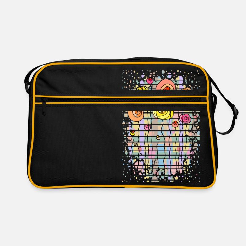 Blumen - Retro Tasche - Schwarz/Gold