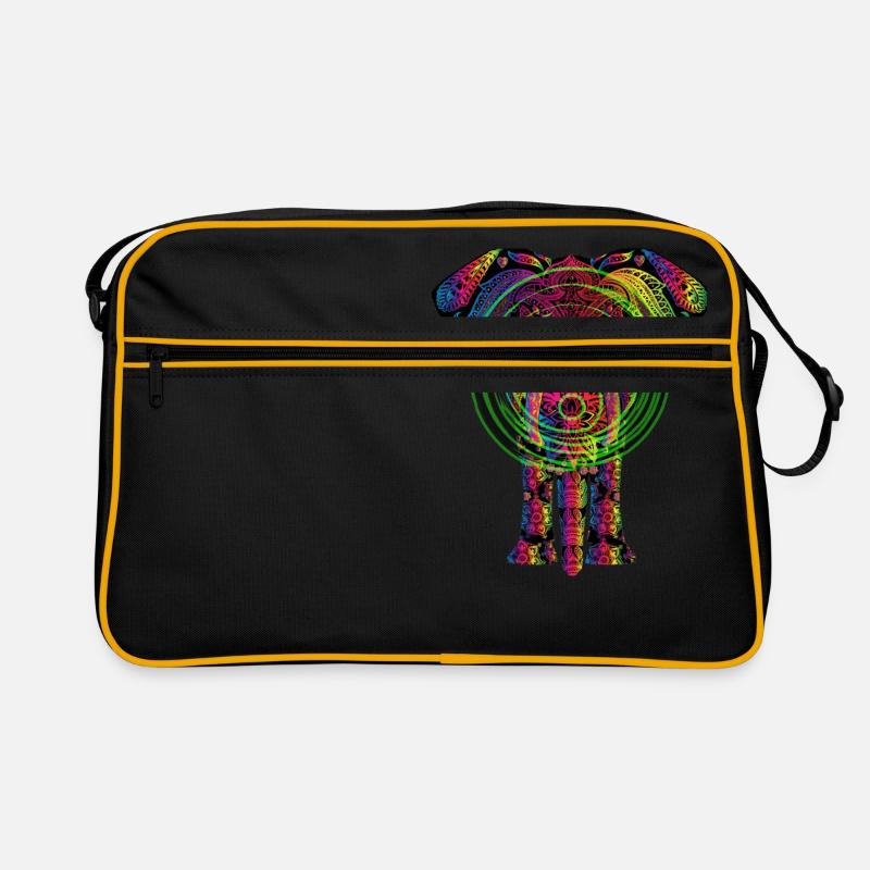Yin Yang Elephant - Retro Tasche - Schwarz/Gold
