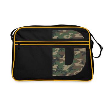 Tough letter D in camouflage pattern! - Retro Bag - black/gold - Front