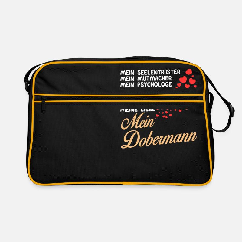 Dobermann - Mein - Retro Tasche - Schwarz/Gold