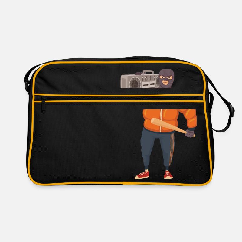 Gangster with baseball bat and ghettoblaster Retro Bag