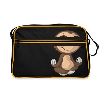 Yoga Comic Faultier - Retro Tasche - Schwarz/Gold - Vorne