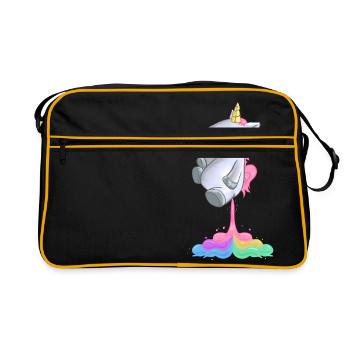 Einhorn Einhörner Furz bunt Unicorn Geschenk - Retro Tasche - Schwarz/Gold - Vorne