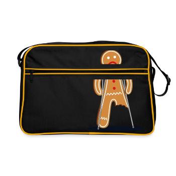 gingerbread man hurt (blue) - Retro Bag - black/gold - Front
