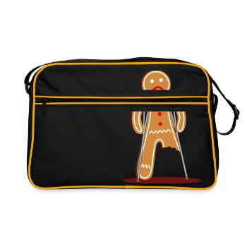 gingerbread man hurt (red) - Retro Bag - black/gold - Front