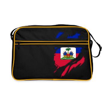 Haiti flag torn motif - Retro Bag - black/gold - Front