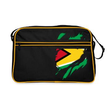Guyana flag torn motif - Retro Bag - black/gold - Front