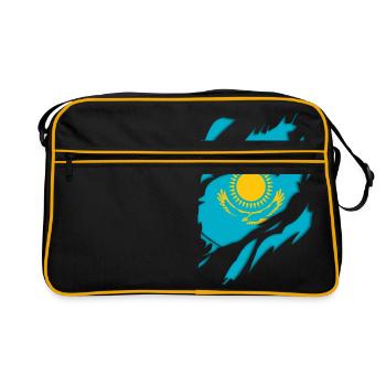 Kazakhstan flag torn motif - Retro Bag - black/gold - Front