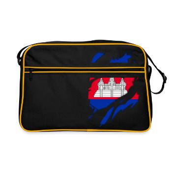 Cambodia flag torn motif - Retro Bag - black/gold - Front